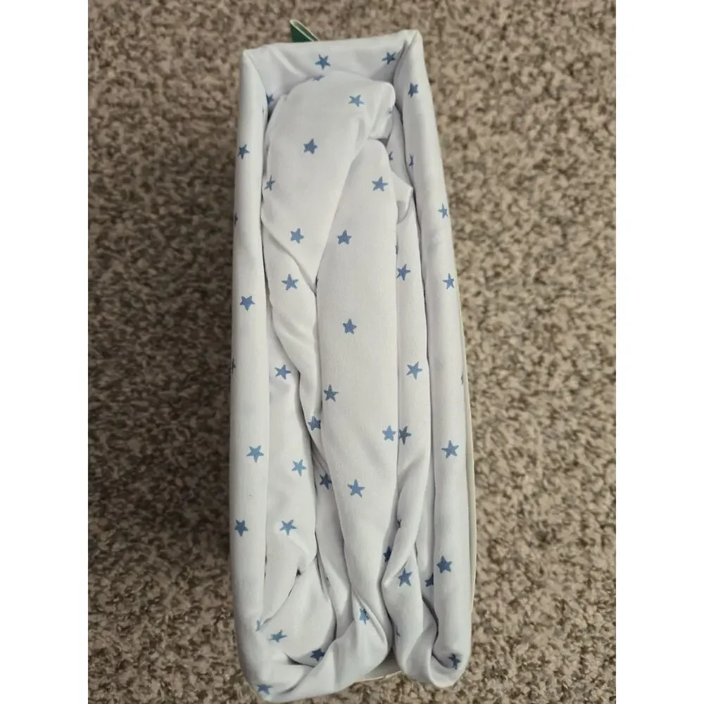 PILLOWFORT Microfiber Fitted Sheet Micro Star Full Size White Blue Print Starry